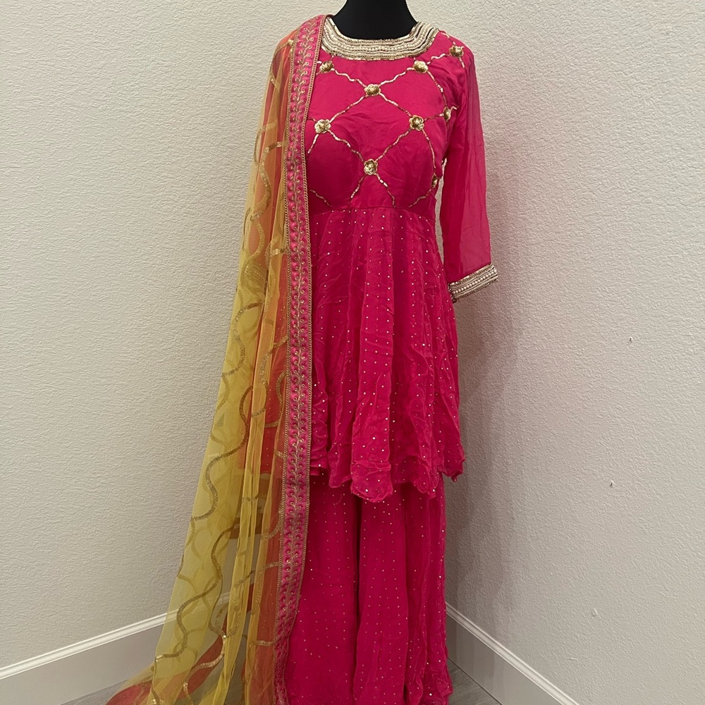 Pink Pearl hand embroidered suit